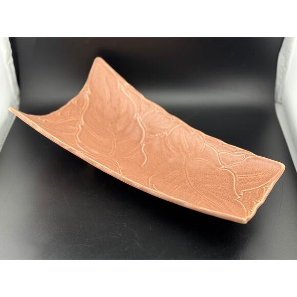 Woodfield Salmon Pink Three Toed Dish by Steubenville - Picture 2 of 6